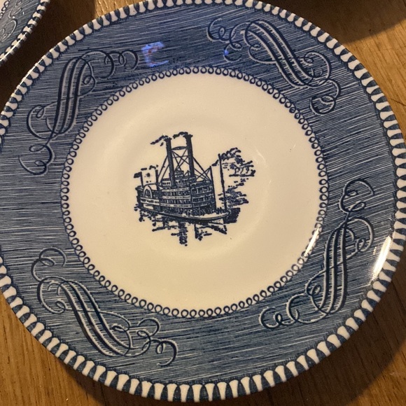 Currier and Ives Steamboat Vintage Plates Set of 7 - Picture 2 of 3